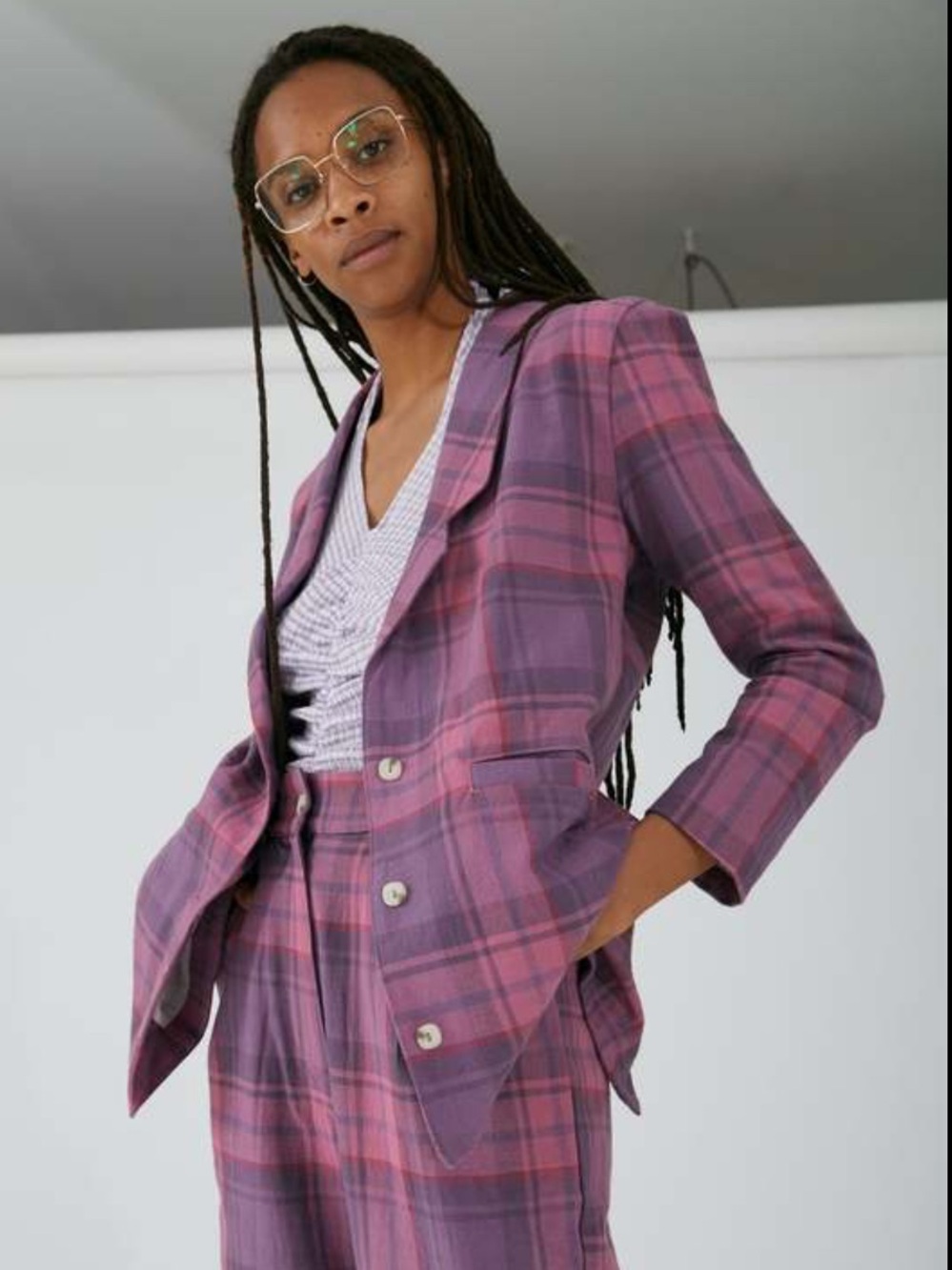Selva negra plaid pink purple Flo blazer jacket 4 small